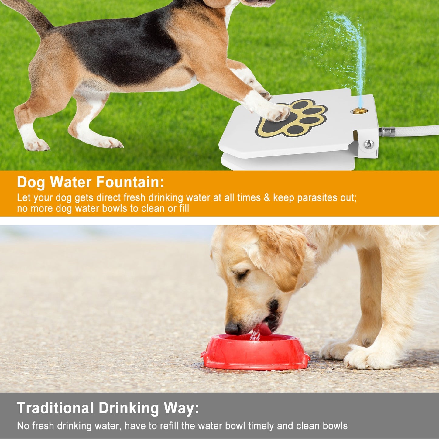 1Pc Dog Water Fountain Outdoor Dog Pet Water Dispenser Step-on Activated Sprinkler With Interactive Paw Pedal Valve For Drinking Water