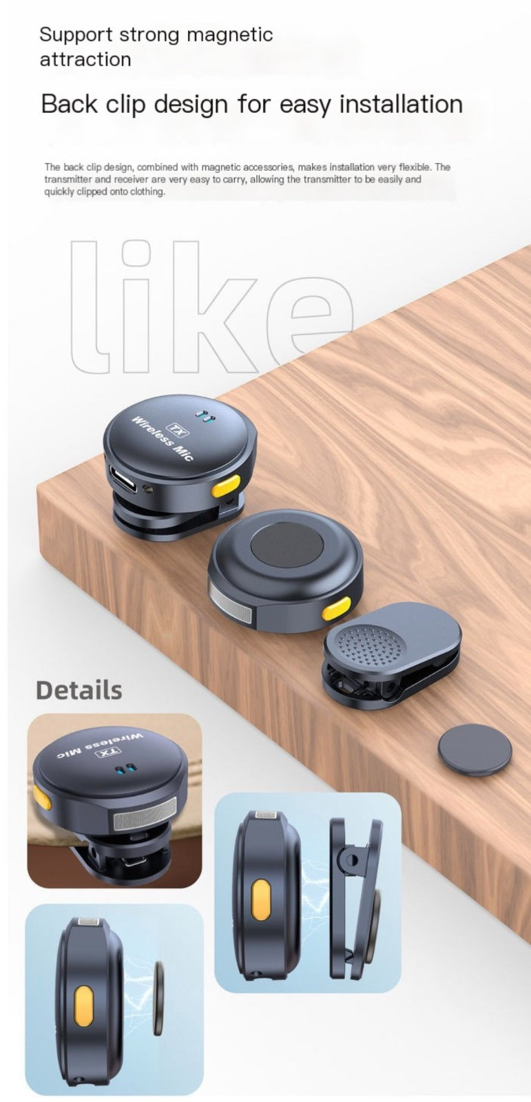 3 in 1 Mini Wireless microphone with Case and AI Noise Cancellation