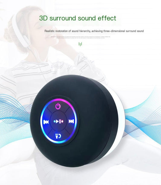 Big Suction Cup Bluetooth Speaker LED Light Waterproof Bathroom Speaker